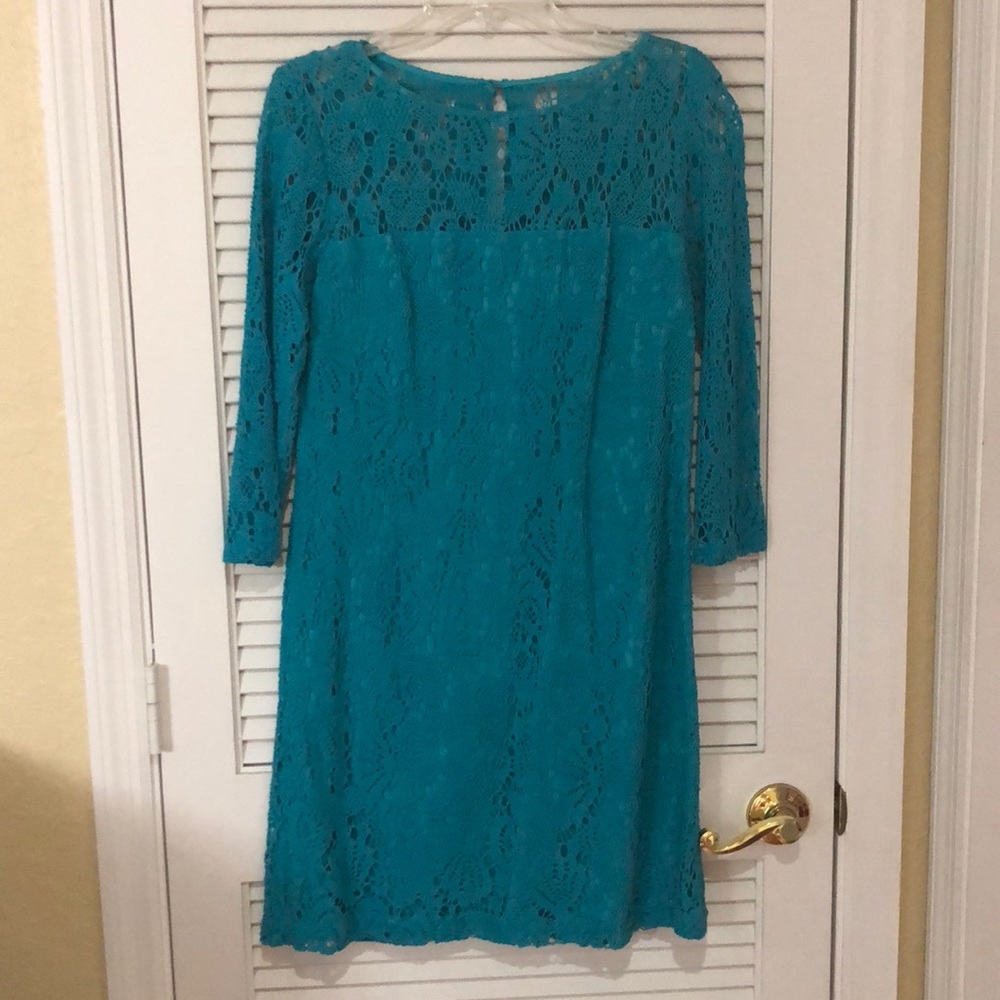Trina Turk crochet overlay dress